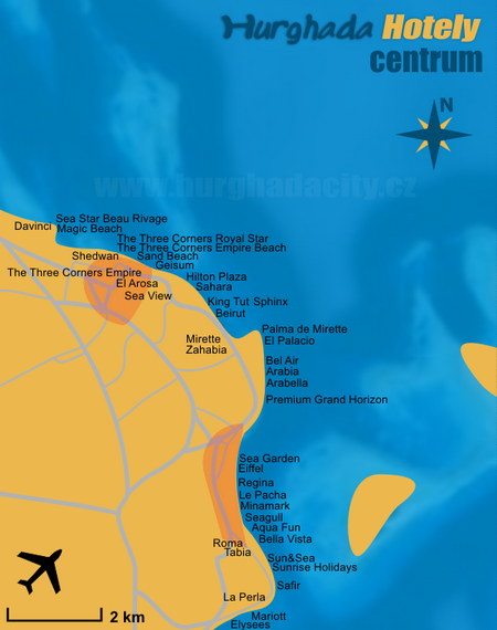 Hurghada - hotely, centrum